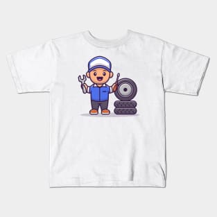 Male Mechanic Kids T-Shirt